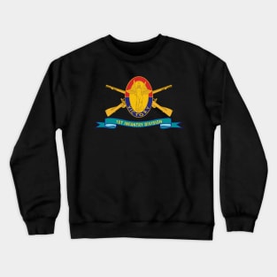 1st Infantry Division - DUI w Br - Ribbon Crewneck Sweatshirt